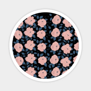 Pretty pink rose pattern Blck Magnet